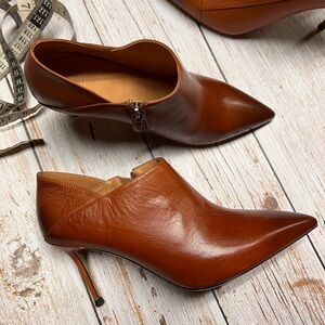 Brown Leather Shooties - Pointed Toe Stiletto Ankle Boots